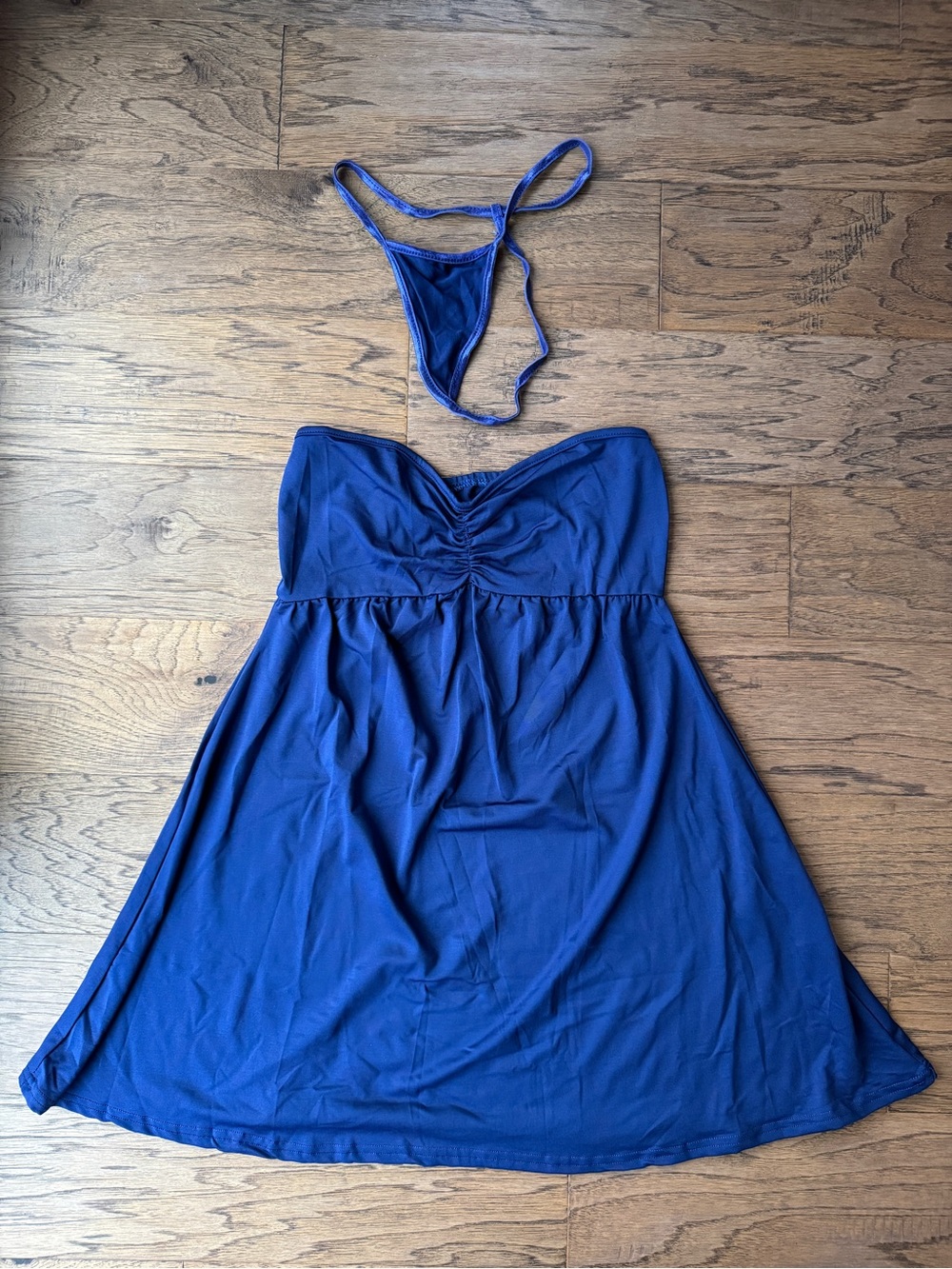 Strapless Blue Dress with matching underwear